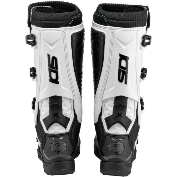 Bottes de Motocross X Power SC Blanc/Noir en paire de dos