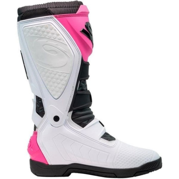 Bottes de Motocross X Power SC/Sidi, blanc rose , coté gauche