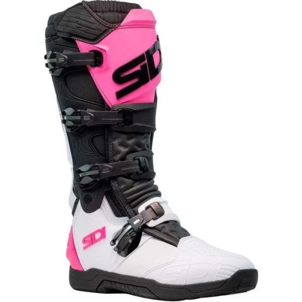 Bottes de Motocross X Power SC/Sidi, blanc rose , coté droit