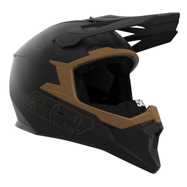 Casque de Snowcross Tactical 2.0 Noir/Brun incliné de gauche