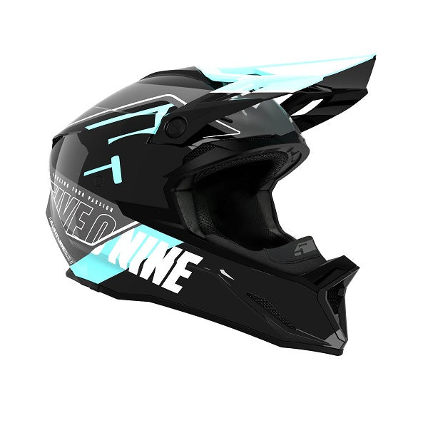 Casque de Snowcross Altitude 2.0 Noir/Bleu/Blanc incliné de gauche