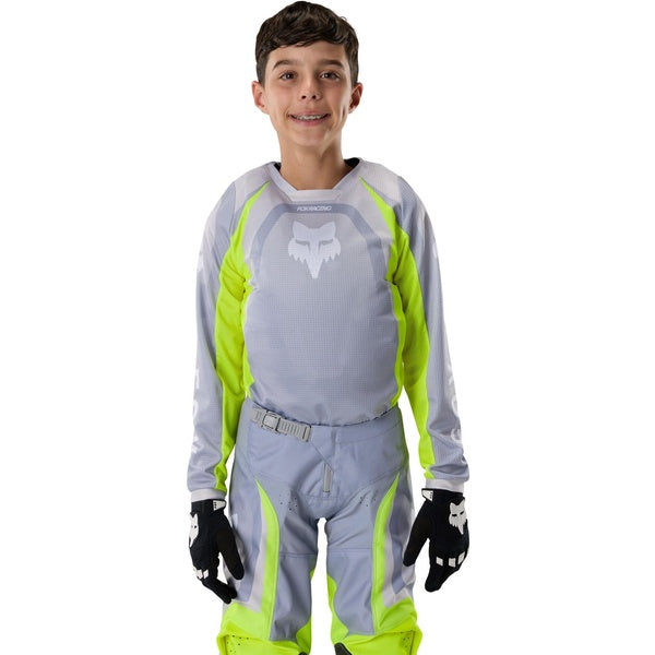 Chandail de Motocross 180 Frame Junior/Fox, gris jaune, de face