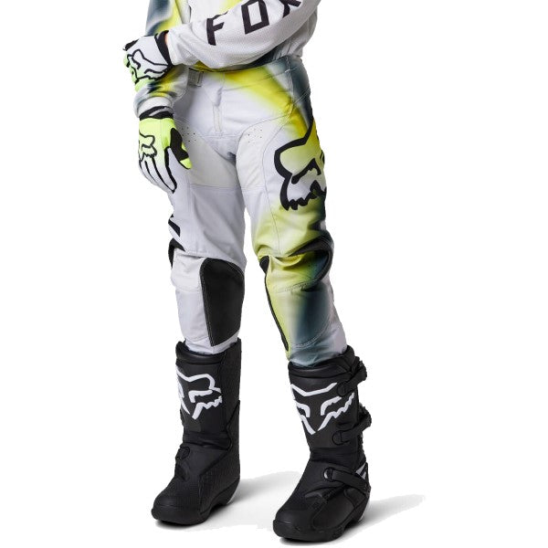 Pantalon de Motocross 180 Toxsyk Junior Blanc/Jaune incliné de droite