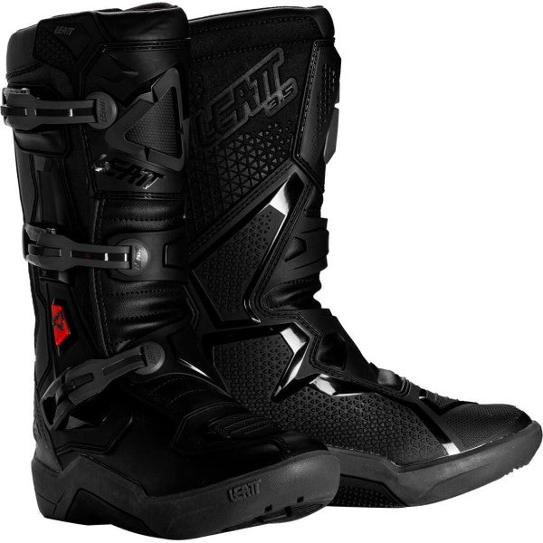 Bottes de Motocross 3.5 Junior Noir incliné de face en paire