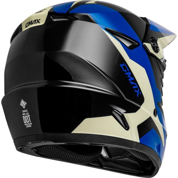 Casque de Motocross MX46Y Cyclus Junior Bleu/Noir incliné de dos