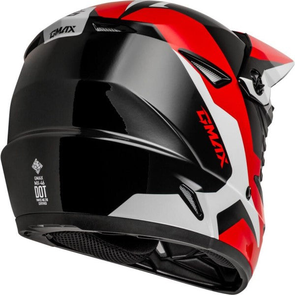 Casque de Motocross MX46 Cyclus Rouge/Noir incliné de dos