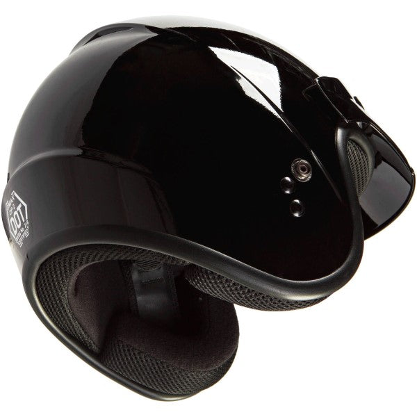 Casque Ouvert de Moto OF2 Noir incliné de dessous