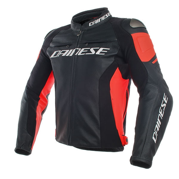 Manteau en Cuir Racing 3 Noir/Rouge