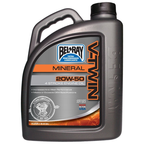 Huile Bel-Ray 20w50 Minéral 4T V-Twin||Bel-Ray 20w50 Mineral V-Twin Engine Oil