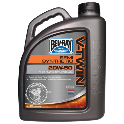 Huile Bel-Ray 20w50 Semi-Synthétique V-Twin||Bel-Ray V-Twin Semi-Synthetic Engine Oil