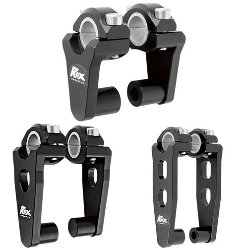 REHAUSSEUR POUR GUIDON 7/8 ET 1-1/8 PIVOTANT serie fx elite noir||FX Elite Pivot Risers black for 7/8" and 1 1/8" Handlebars