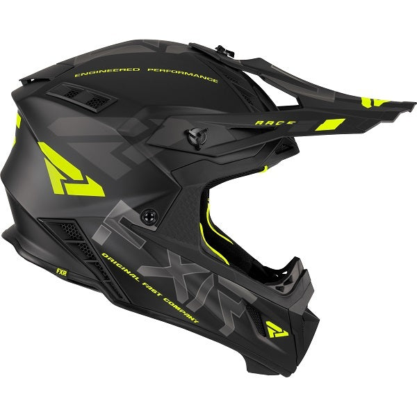 Casque de Snowcross Helium Race Avec Boucle en D Noir/Haute Visibilité Droite