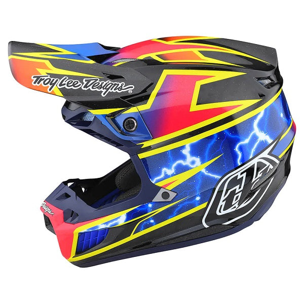 Casque de Motocross SE5 Carbon MIPS Lightning Troy Lee Designs noir et jaune, côté gauche