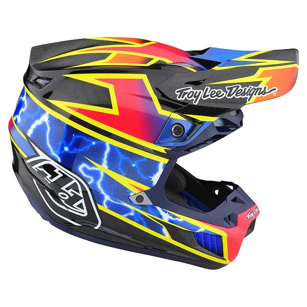 Casque de Motocross SE5 Carbon MIPS Lightning Troy Lee Designs noir et jaune, côté droit