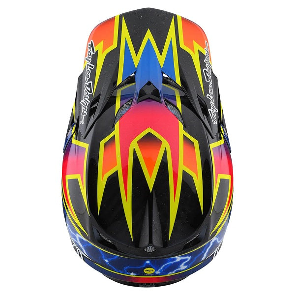 Casque de Motocross SE5 Carbon MIPS Lightning Troy Lee Designs noir et jaune, dessus