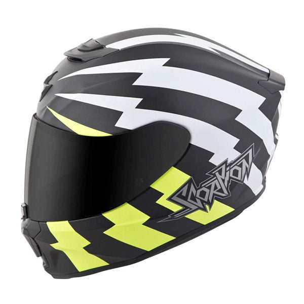 Casque Intégral de Moto EXO-R420 Tracker Noir/Blanc/Jaune incliné de droite