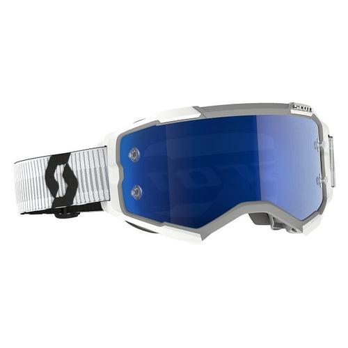 Lunettes de Motocross Fury Scott blanc et bleu, de 3/4
