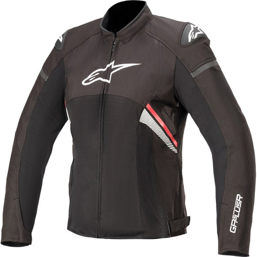 Manteau de Moto Stella T-GP Plus R V3 Air Femme Alpinestars noir blanc et rouge, de face