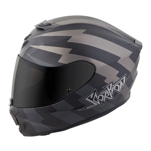 Casque Intégral de Moto EXO-R420 Tracker Titane/Noir incliné de droite