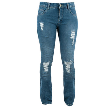 Jean de Moto Queensway Femme Bleu, de face