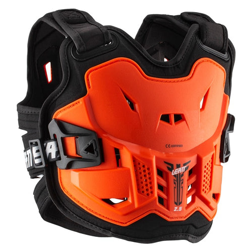 Plastron de Motocross 2.5 Enfant Orange/Noir de face