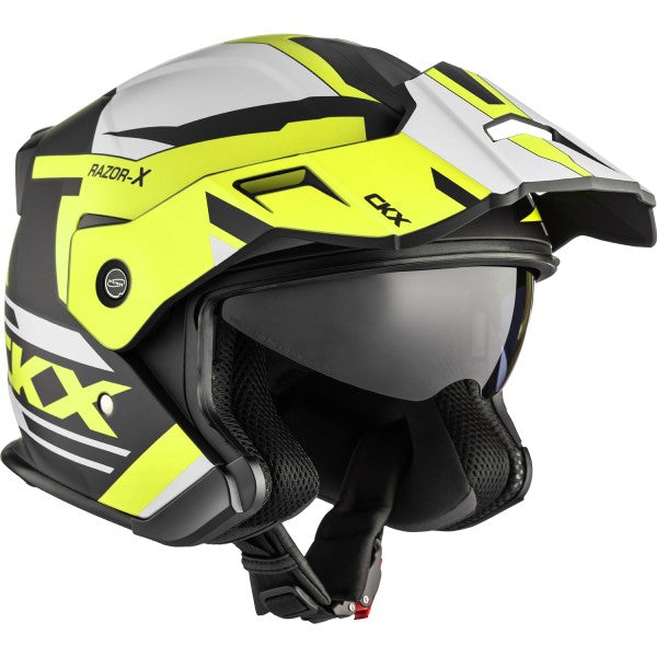 Casque Ouvert de Moto Razor X Slant| jaune  de face