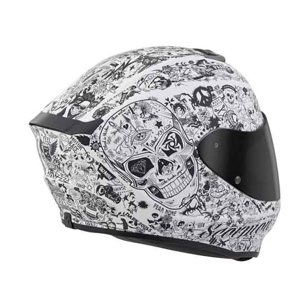 Casque Intégral de Moto EXO-R420 Shake Blanc incliné de dos à gauche