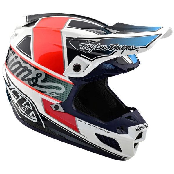 Casque de Motocross SE5 Composite Team Troy Lee Designs blanc et noir, côté droit