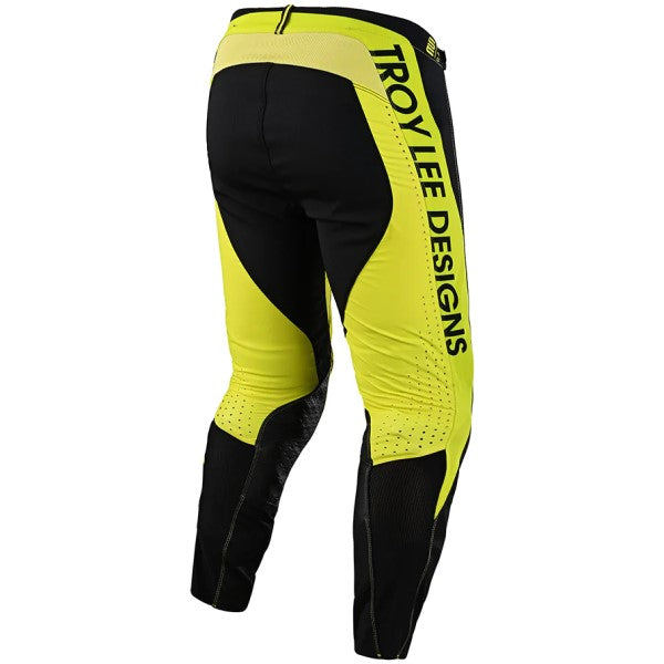 Pantalon de Motocross SE Pro Drop In Troy Lee Designs jaune et noir, de dos