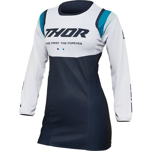 Chandail de Motocross Pulse Rev Femme Bleu/Blanc de face