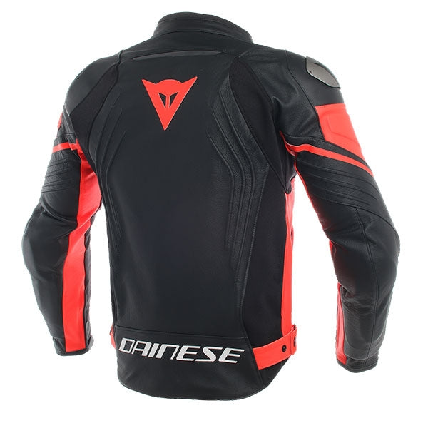 Manteau en Cuir Racing 3 Noir/Rouge de Dos