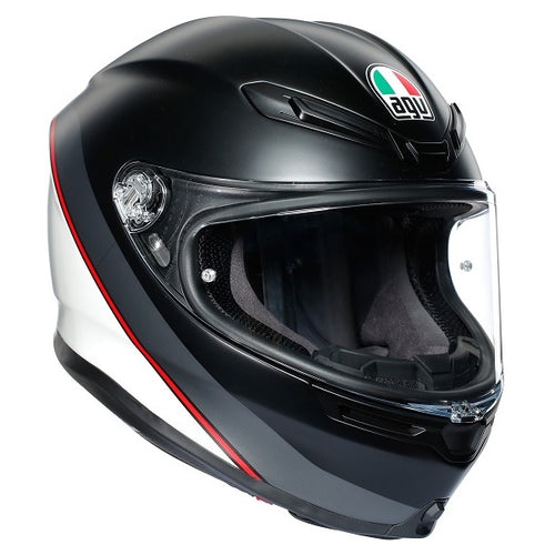 Casque Intégral de Moto K-6 Minimal | Noir, blanc et rouge, le côté droit