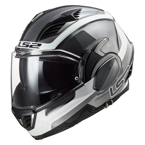 Casque Modulaire de Moto Valiant II Orbit Gris/Blanc incliné de droite