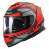 Casque Intégral de Moto Assault Petra Gris/Rouge incliné de droite