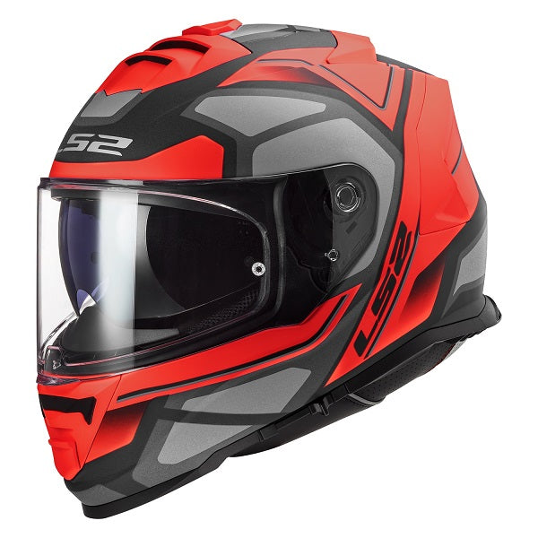 Casque Intégral de Moto Assault Petra Gris/Rouge incliné de droite