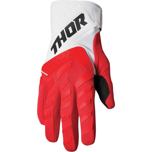 Gants de Motocross Spectrum Junior Rouge/Blanc de l'extérieur