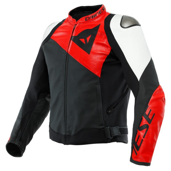 Manteau de Moto Dainese Sportiva Noir/Rouge/Blanc côté avant